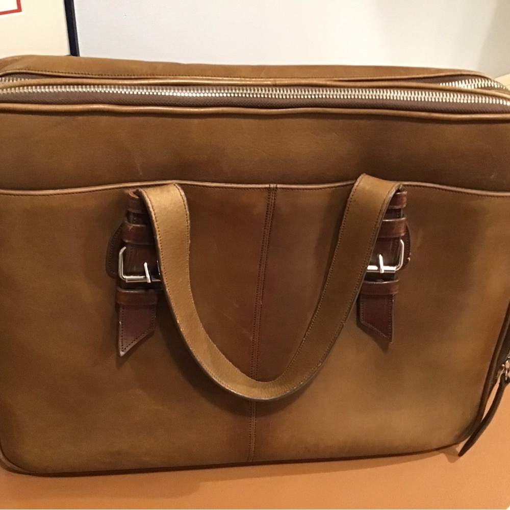 Cole Haan Brown Leather Briefcase - Picture 4 of 14